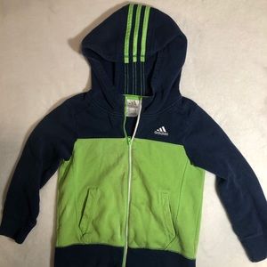 green & dark blue size 5 toddler zip up hoodie